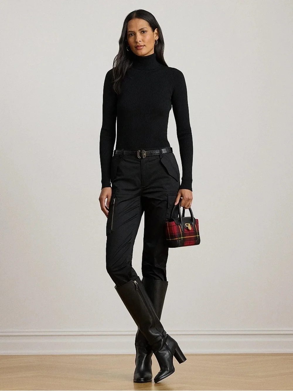 Lauren Ralph Lauren Black Ribbed Turtleneck Sweater 2X Preppy Classic Basic